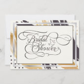 ブライダルシャワー | モダン絵を描線タイポグラフィ 招待状 (正面)