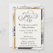 ブライダルシャワー | モダン絵を描線タイポグラフィ 招待状 (裏面)