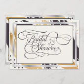 ブライダルシャワー | モダン絵を描線タイポグラフィ 招待状 (正面/裏面)