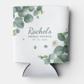 ブライダルシャワー ユーカリ グリーン 花 カスタム 缶クーラー (正面)