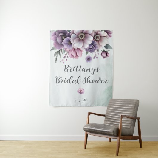 ブライダルシャワー ラベンダー&グリーンフラワープラン タペストリー (インサイチュ)