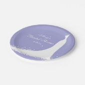 ブライダルシャワー，ラベンダー，白い蝶 ペーパープレート (アングル)