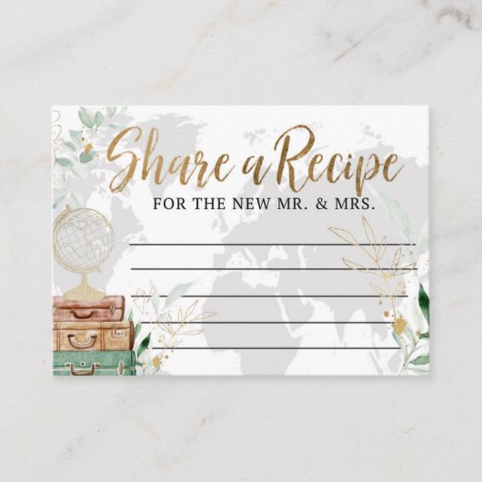 ブライダルシャワー、レシピ、冒険 エンクロージャーカード (正面)