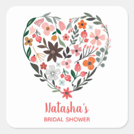 ブライダルシャワー | ロマンチックで幻想的なハートの花 スクエアシール