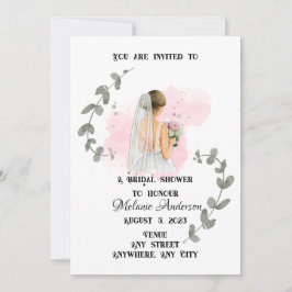 ブライダルシャワー、ロマンチックな花嫁テーマ 招待状
