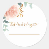 ブライダルシャワー ローズゴールド このドリンクは〇〇のもの ラウンドシール (正面)