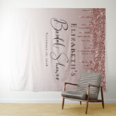 ブライダルシャワー ローズゴールド グリッター パーソナライズド タペストリー (インサイチュ(横))