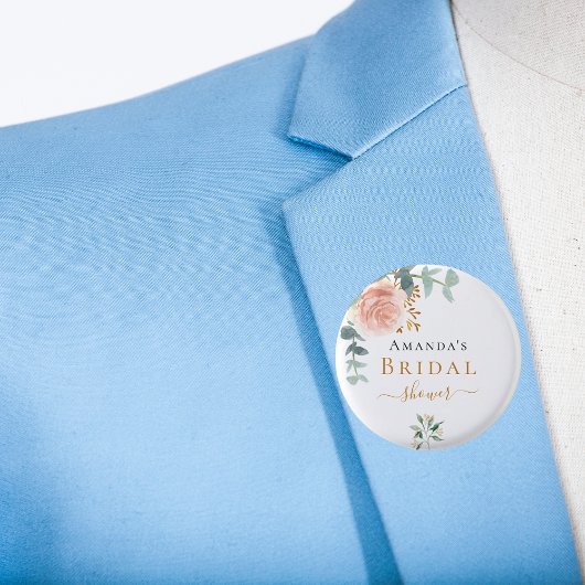 ブライダルシャワー ローズゴールド フラワー ユーカリ エレガント 缶バッジ