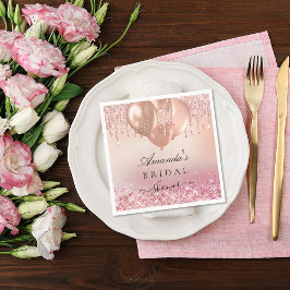 ブライダルシャワー ローズゴールド ブラッシュ グリッター ネーム スタンダードカクテルナプキン