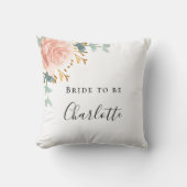 ブライダルシャワー ローズゴールド ブラッシュ フラワー ユーカリ クッション (正面)