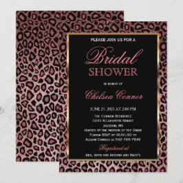 ブライダルシャワー - ローズゴールド レオパード柄 招待状