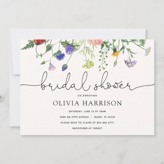 ブライダルシャワー ワイルドフラワー シャワー 招待状 (正面)