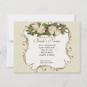 ブライダルシャワー-ヴィンテージの孔雀及びマグノリアの渦巻 招待状 (裏面)