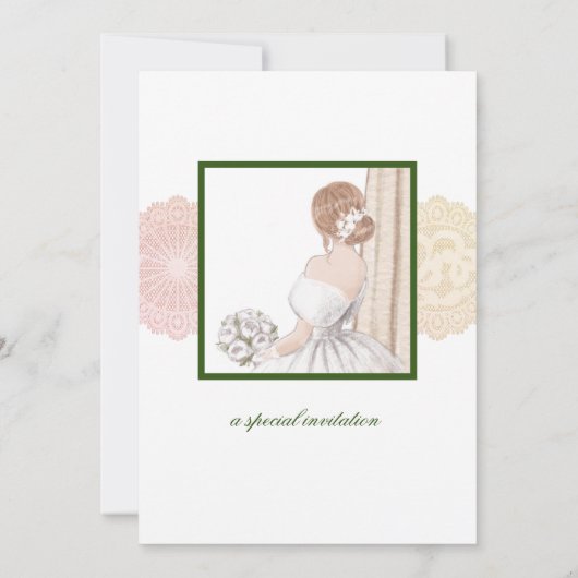 ブライダルシャワー – 優雅に演出された花嫁招待状 招待状 (裏面)