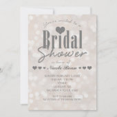 ブライダルシャワー《写真》ぼけ味白モダンハート招待状 招待状 (正面)
