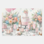 ブライダルシャワー 包装紙 フラットシート 3枚セット ラッピングペーパーシート (正面)