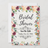 ブライダルシャワー、周囲の開花 招待状 (裏面)