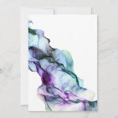 ブライダルシャワー |抽象芸術インク鮮やかインジゴティール（緑がかった色） 招待状 (裏面)