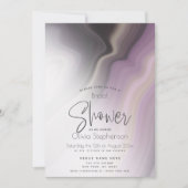 ブライダルシャワー |抽象芸術ミスティプラム大理石 招待状 (正面)