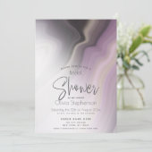 ブライダルシャワー |抽象芸術ミスティプラム大理石 招待状 (スタンド正面)