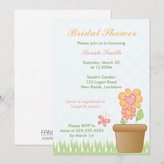 ブライダルシャワー 招待状 (正面/裏面)