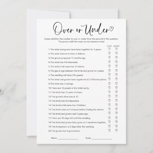 ブライダルシャワー 招待状 (正面)