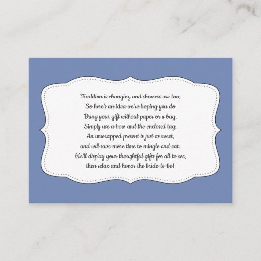 ブライダルシャワー、挿入物カード、あらゆる色を表示して下さい エンクロージャーカード (正面)