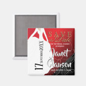 ブライダルシャワー – 日付の保存 – 赤 マグネット (正面/裏面)