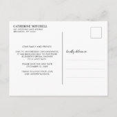 ブライダルシャワー 日程変更 エレガント タイポグラフィー 案内ポストカード (裏面)