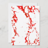 ブライダルシャワー-明るく赤い大理石、白及び金ゴールド 招待状 (裏面)