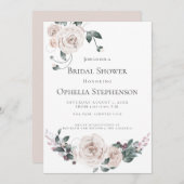 ブライダルシャワー |水の色ほこりっぽいバラ 案内状 (正面/裏面)