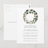 ブライダルシャワー | 水彩の花輪 招待状 (正面/裏面)