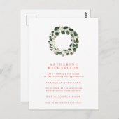 ブライダルシャワー | 水彩の花輪 招待状 (正面/裏面)