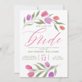 ブライダルシャワー |水彩チューリップフローラ招待状 招待状 (正面)