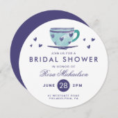 ブライダルシャワー |水彩ハートコーヒーカップ 招待状 (正面/裏面)