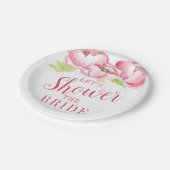 ブライダルシャワー |水彩ピンク牡丹 ペーパープレート (アングル)