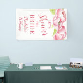 ブライダルシャワー |水彩ピンク牡丹 横断幕 (トレードショー)