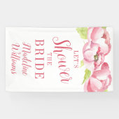 ブライダルシャワー |水彩ピンク牡丹 横断幕 (横)