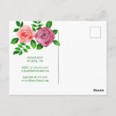 ブライダルシャワー |水彩ピンク&オレンジバラ ポストカード (裏面)