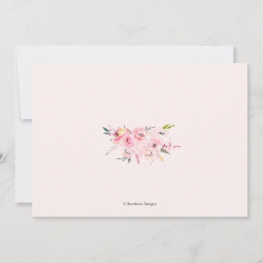 ブライダルシャワー、水彩ピ淡い色のンク 招待状 (裏面)