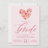 ブライダルシャワー |水彩フローラハート招待状 招待状 (正面)