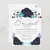 ブライダルシャワー |水彩フローラ招待状 ポストカード (正面/裏面)