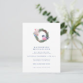 ブライダルシャワー | 水彩冬のスズメのリース ポストカード (スタンド正面)