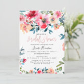 ブライダルシャワー、水彩春の花 案内状 (スタンド正面)