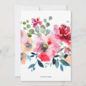 ブライダルシャワー、水彩春の花 案内状 (裏面)