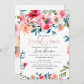 ブライダルシャワー、水彩春の花 案内状 (正面/裏面)