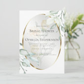 ブライダルシャワー | 水彩淡黄色のバラ 招待状 (スタンド正面)