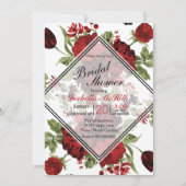 ブライダルシャワー - 深紅のバラ 招待状 (正面)