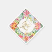 ブライダルシャワー | 熱帯の夏の水の色金ゴールド スタンダードカクテルナプキン (角)