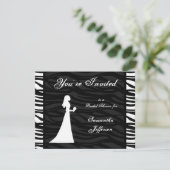 ブライダルシャワー、白黒ゼブラ縞 招待状 (スタンド正面)